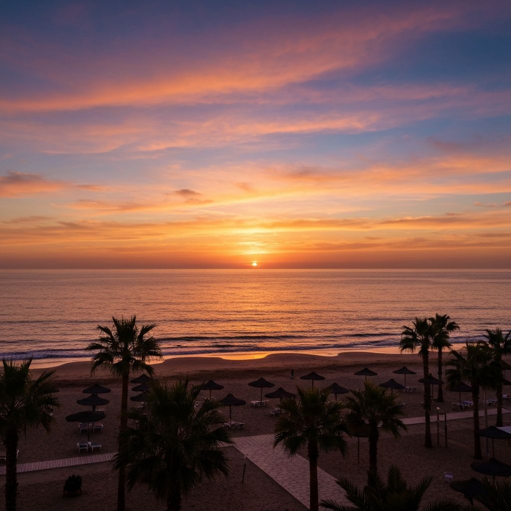 Coucher de soleil sur la baie d'Agadir